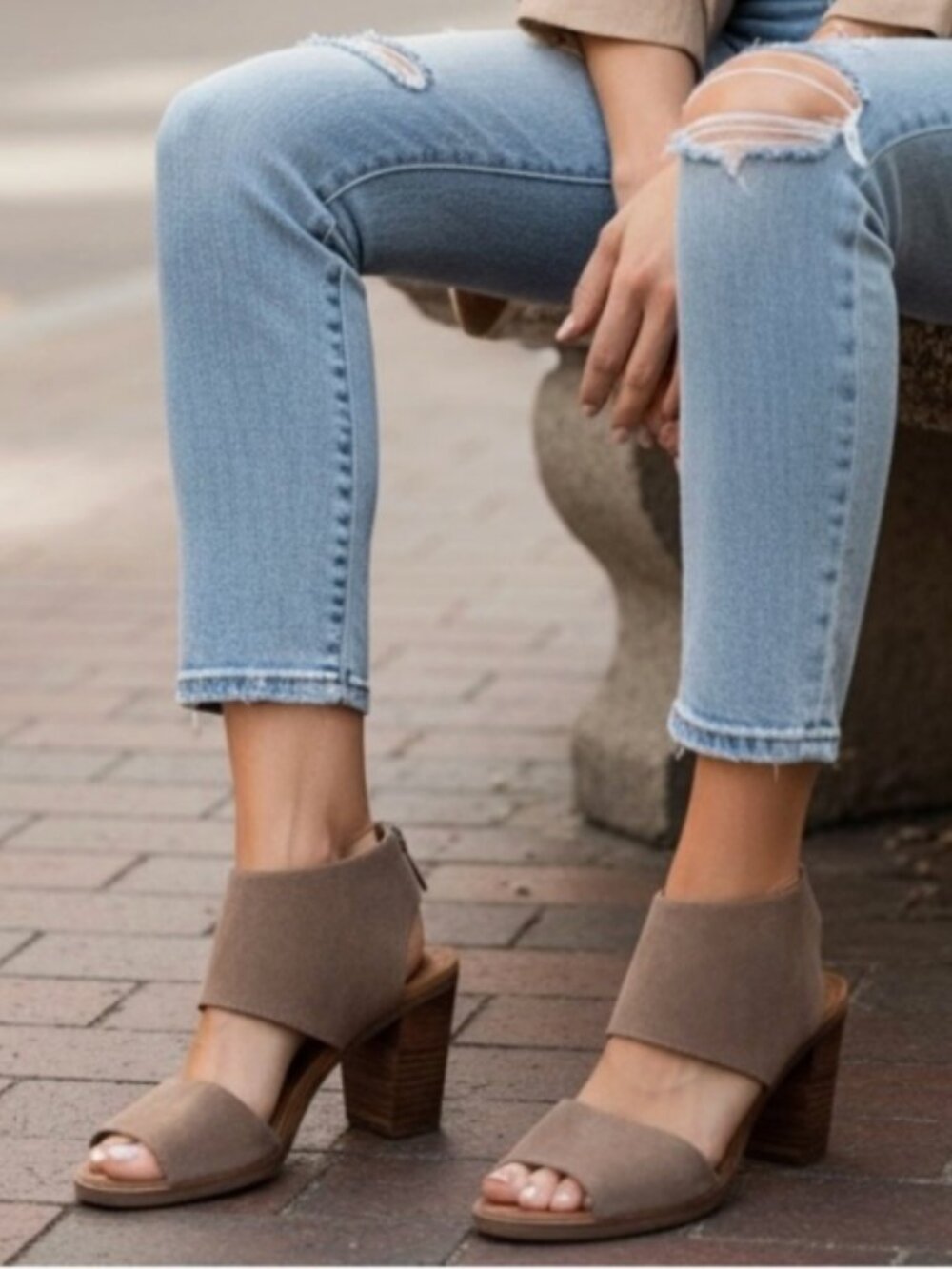 TOMS women's suede majorca cutout heeled sandal